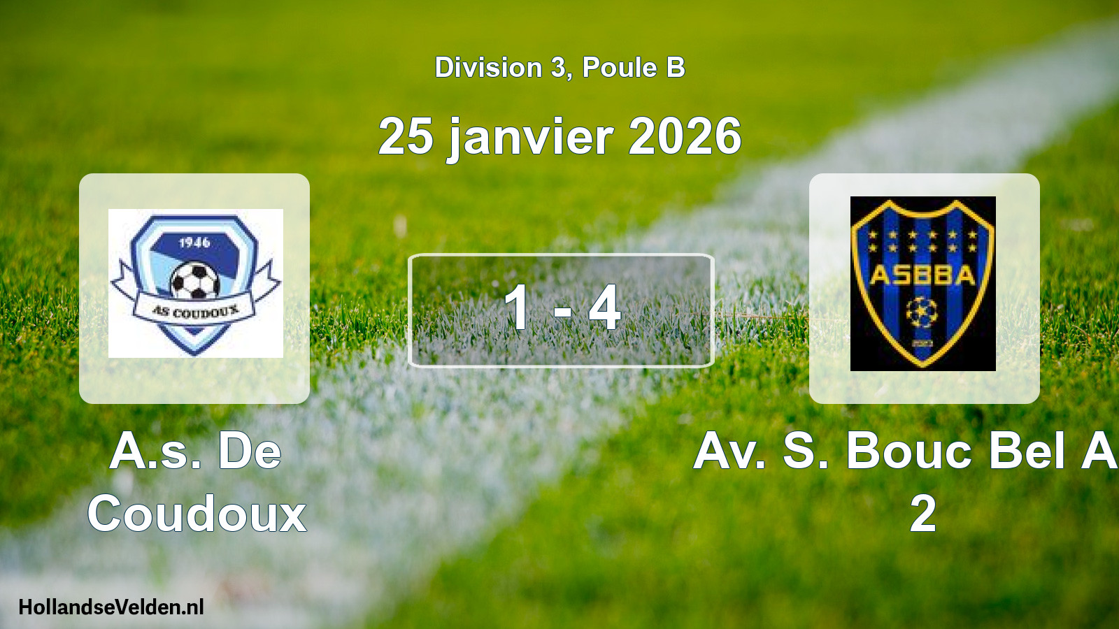 Total number of matches played: A.s. De Coudoux - Av. S. Bouc Bel Air 2 1 - 4 (25 January 2026)