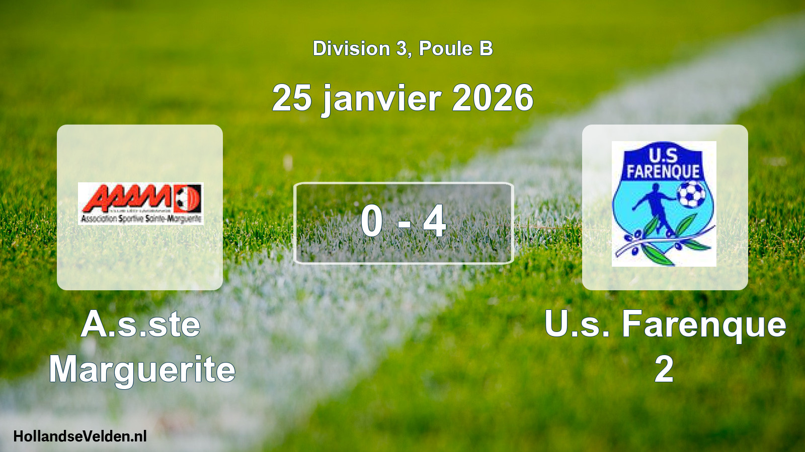 Total number of matches played: A.s.ste Marguerite - U.s. Farenque 2 0 - 4 (25 January 2026)