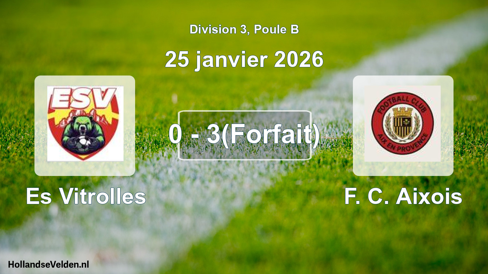 Total number of matches played: Es Vitrolles - F. C. Aixois 0 - 3(Forfait) (25 January 2026)
