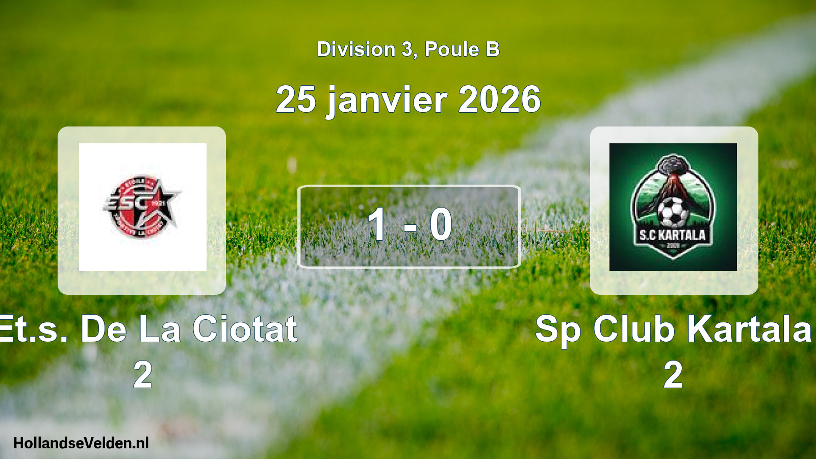 Total number of matches played: Et.s. De La Ciotat 2 - Sp Club Kartala 2 1 - 0 (25 January 2026)