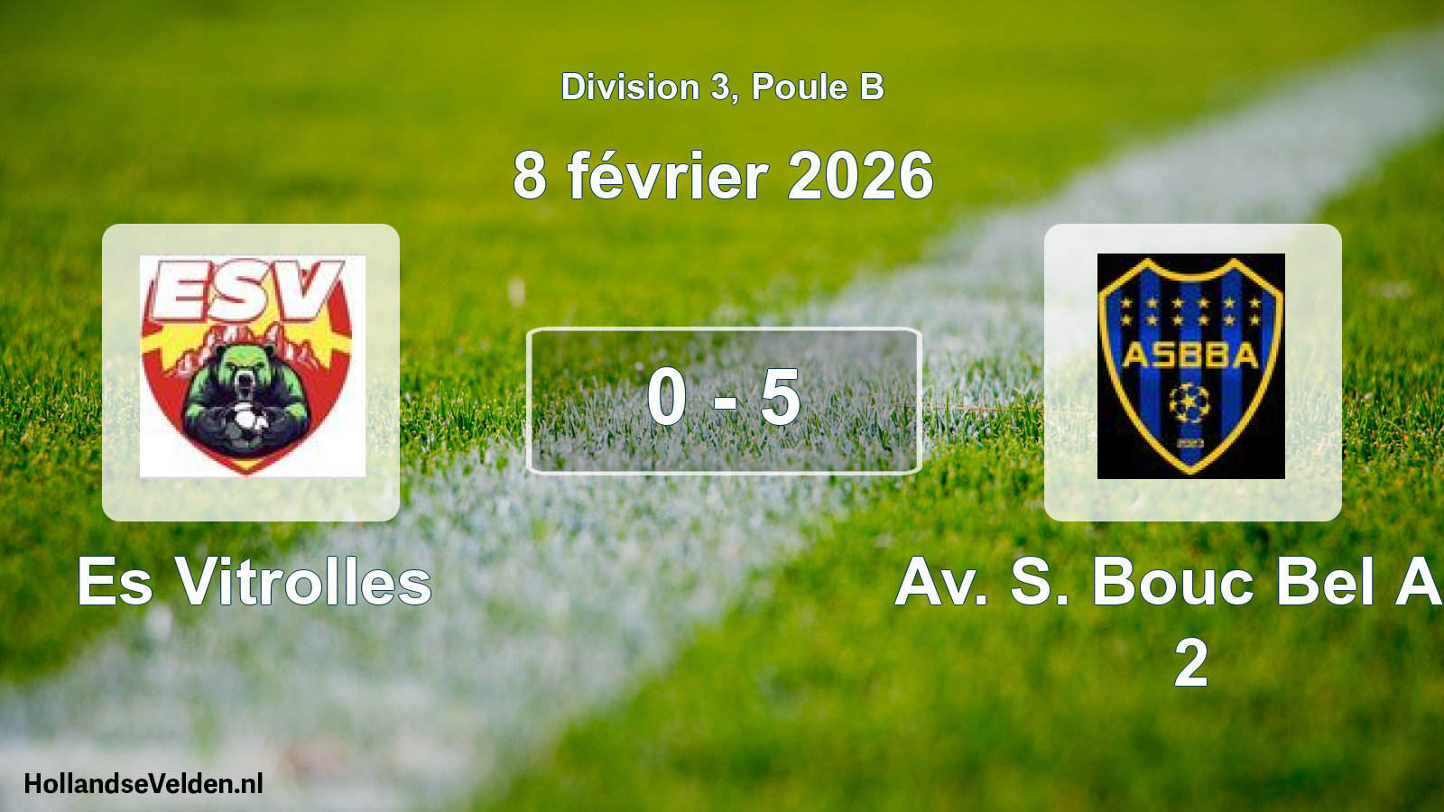 Match joué: Es Vitrolles - Av. S. Bouc Bel Air 2 0 - 5 (8 février 2026)