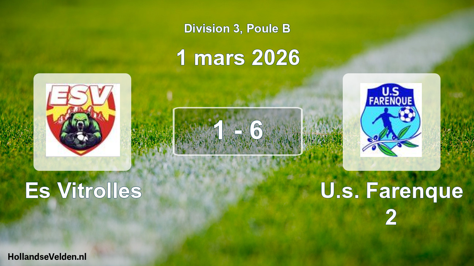 Match joué: Es Vitrolles - U.s. Farenque 2 1 - 6 (1 mars 2026)