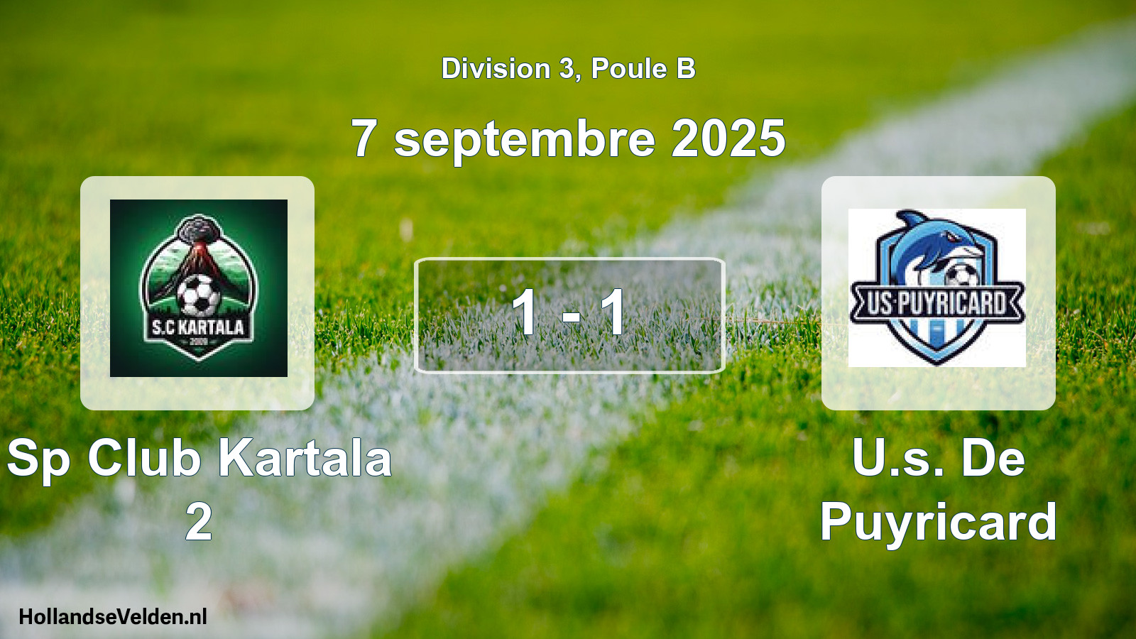 Total number of matches played: Sp Club Kartala 2 - U.s. De Puyricard 1 - 1 (7 September 2025)