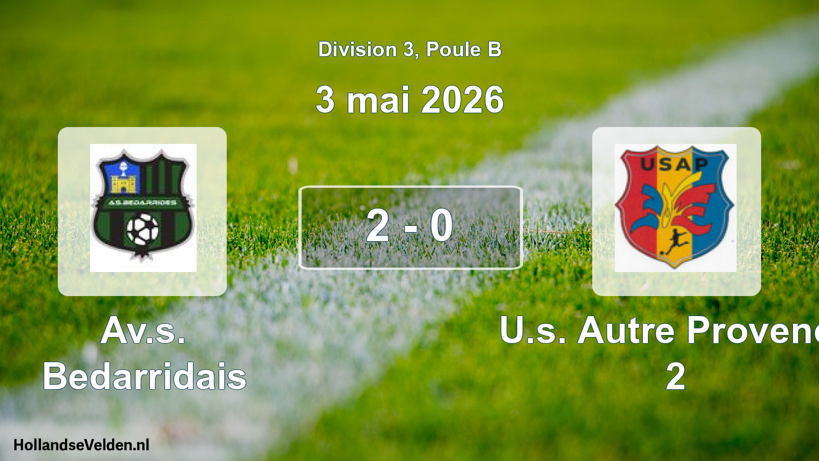 Match joué: Av.s. Bedarridais - U.s. Autre Provence 2 2 - 0 (3 mai 2026)