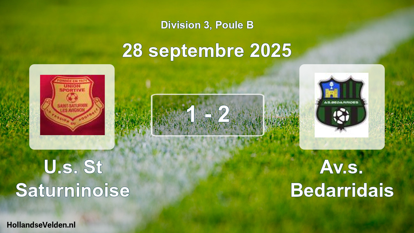 Match joué: U.s. St Saturninoise - Av.s. Bedarridais 1 - 2 (28 septembre 2025)