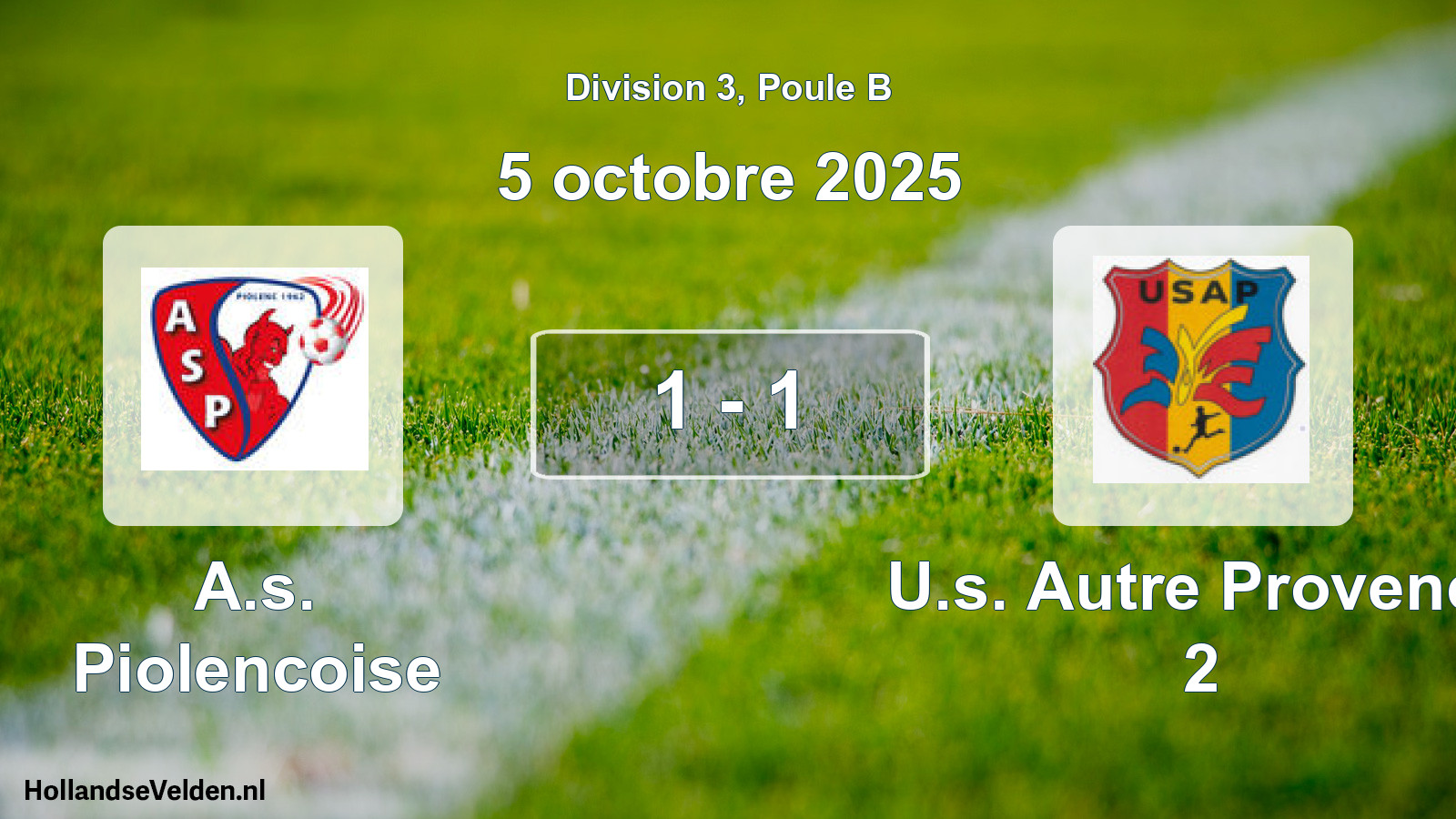 Total number of matches played: A.s. Piolencoise - U.s. Autre Provence 2 1 - 1 (5 October 2025)