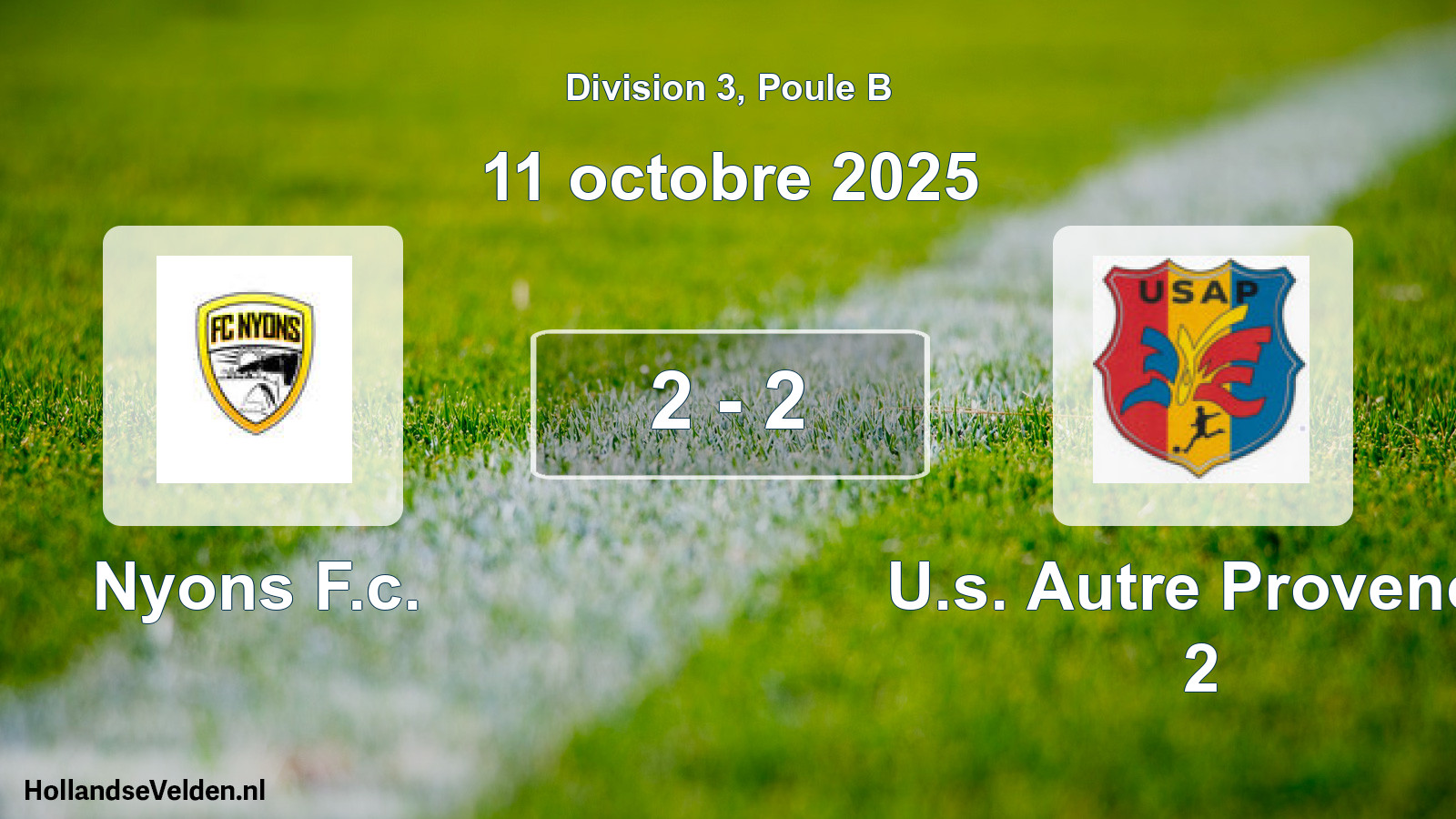 Total number of matches played: Nyons F.c. - U.s. Autre Provence 2 2 - 2 (11 October 2025)