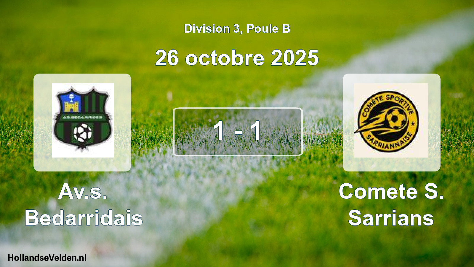 Match joué: Av.s. Bedarridais - Comete S. Sarrians 1 - 1 (26 octobre 2025)