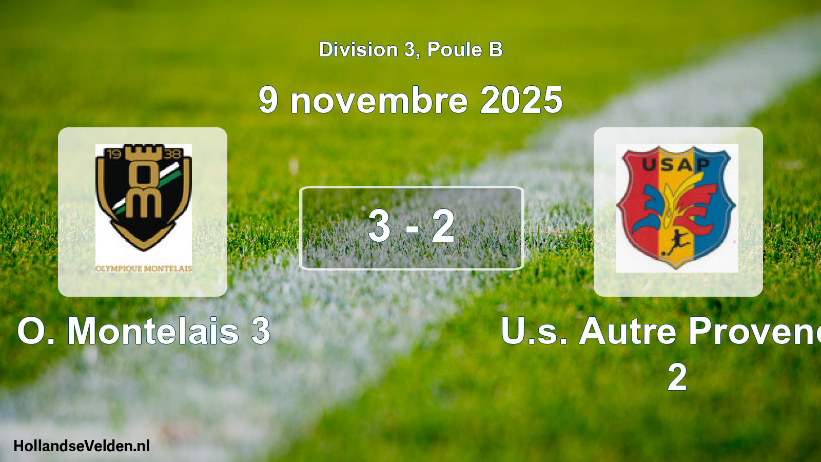 Match joué: O. Montelais 3 - U.s. Autre Provence 2 3 - 2 (9 novembre 2025)