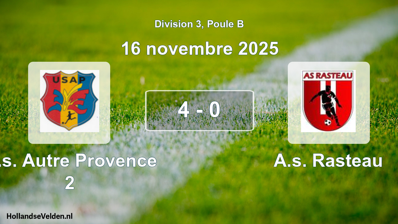 Match joué: U.s. Autre Provence 2 - A.s. Rasteau 4 - 0 (16 novembre 2025)