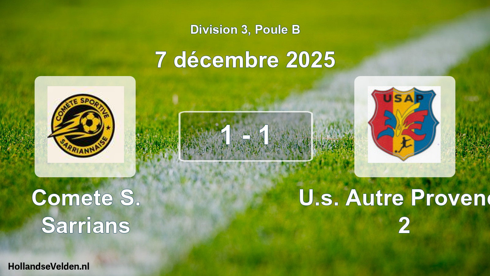 Match joué: Comete S. Sarrians - U.s. Autre Provence 2 1 - 1 (7 décembre 2025)