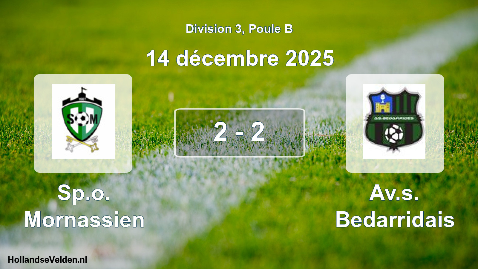 Total number of matches played: Sp.o. Mornassien - Av.s. Bedarridais 2 - 2 (14 December 2025)