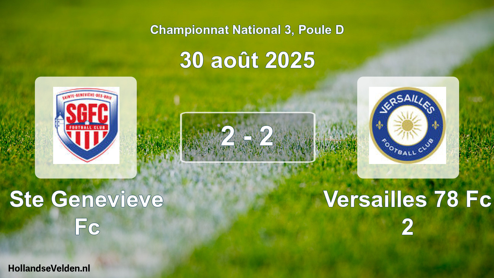 Gespeelde wedstrijd: Ste Genevieve Fc - Versailles 78 Fc 2 2 - 2 (30 augustus 2025)