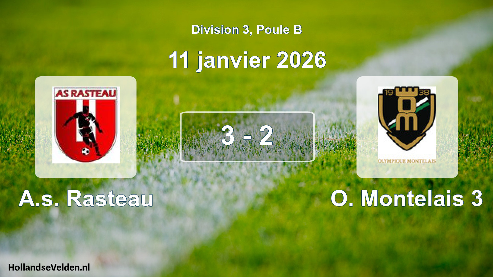 Match joué: A.s. Rasteau - O. Montelais 3 3 - 2 (11 janvier 2026)