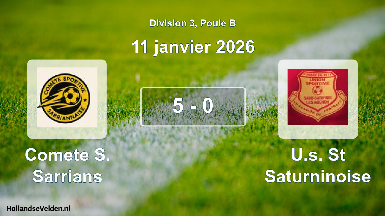 Total number of matches played: Comete S. Sarrians - U.s. St Saturninoise 5 - 0 (11 January 2026)
