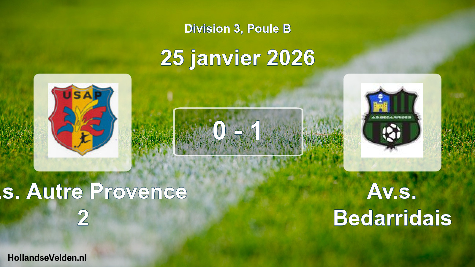 Match joué: U.s. Autre Provence 2 - Av.s. Bedarridais 0 - 1 (25 janvier 2026)
