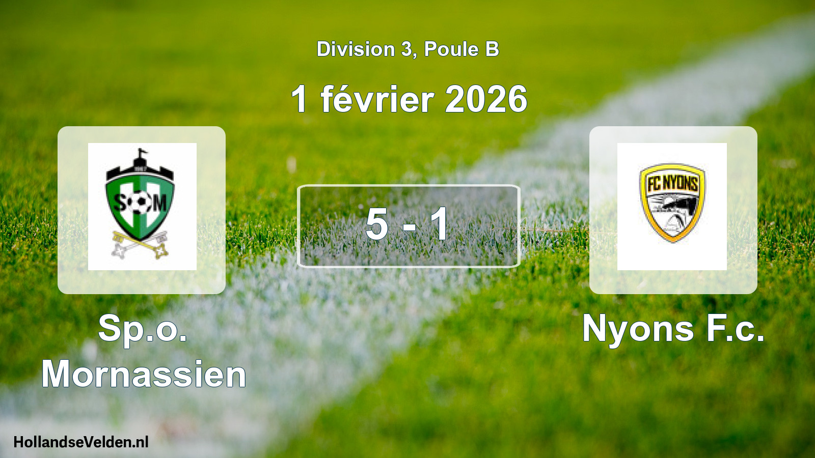 Total number of matches played: Sp.o. Mornassien - Nyons F.c. 5 - 1 (1 February 2026)