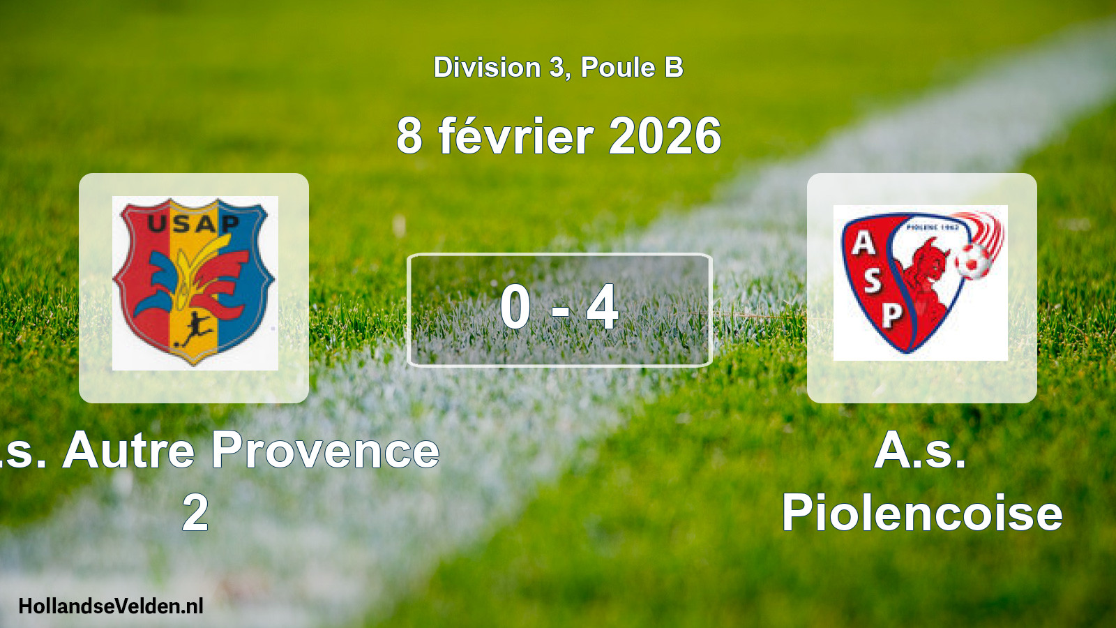 Total number of matches played: U.s. Autre Provence 2 - A.s. Piolencoise 0 - 4 (8 February 2026)