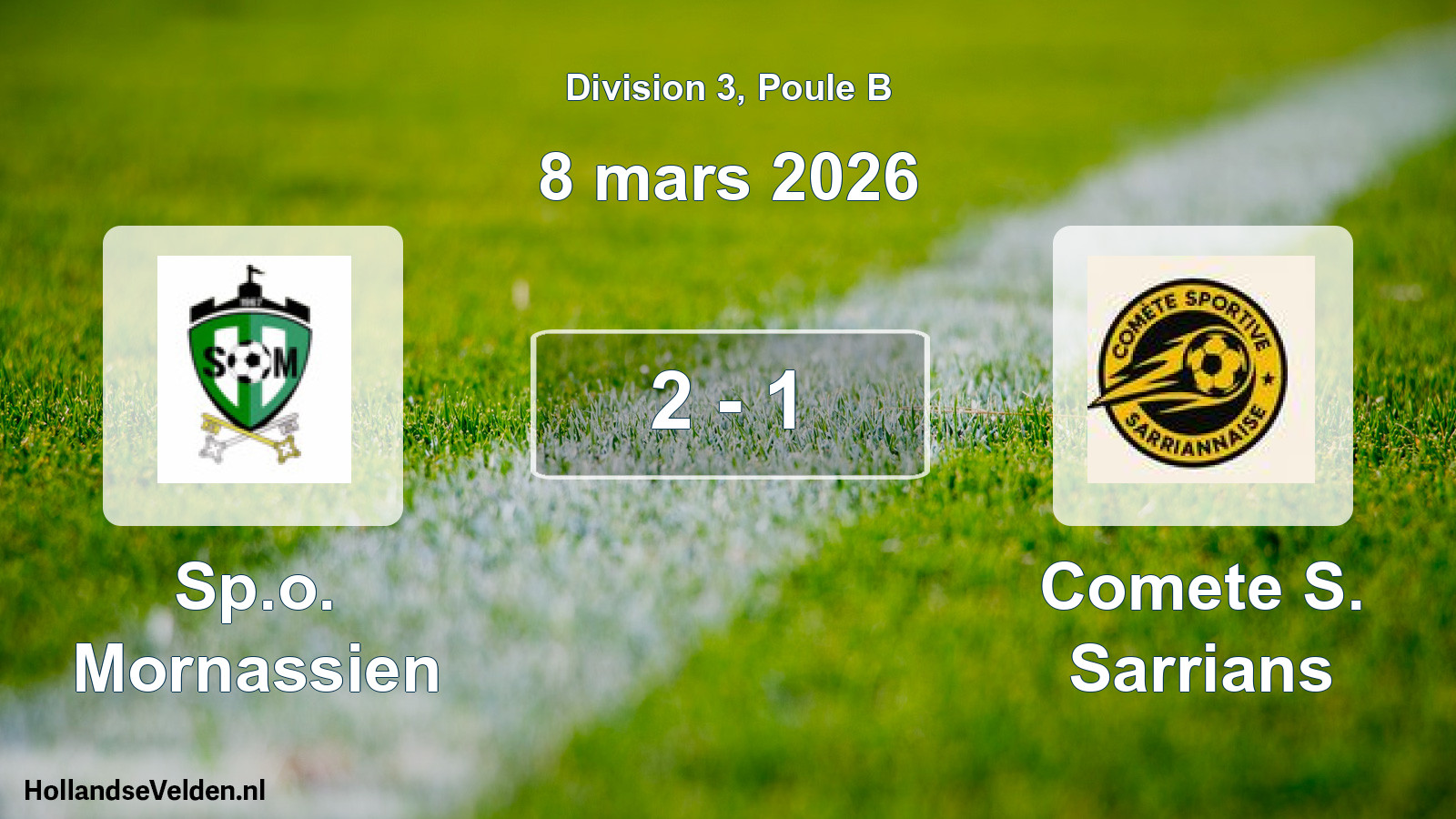 Total number of matches played: Sp.o. Mornassien - Comete S. Sarrians 2 - 1 (8 March 2026)