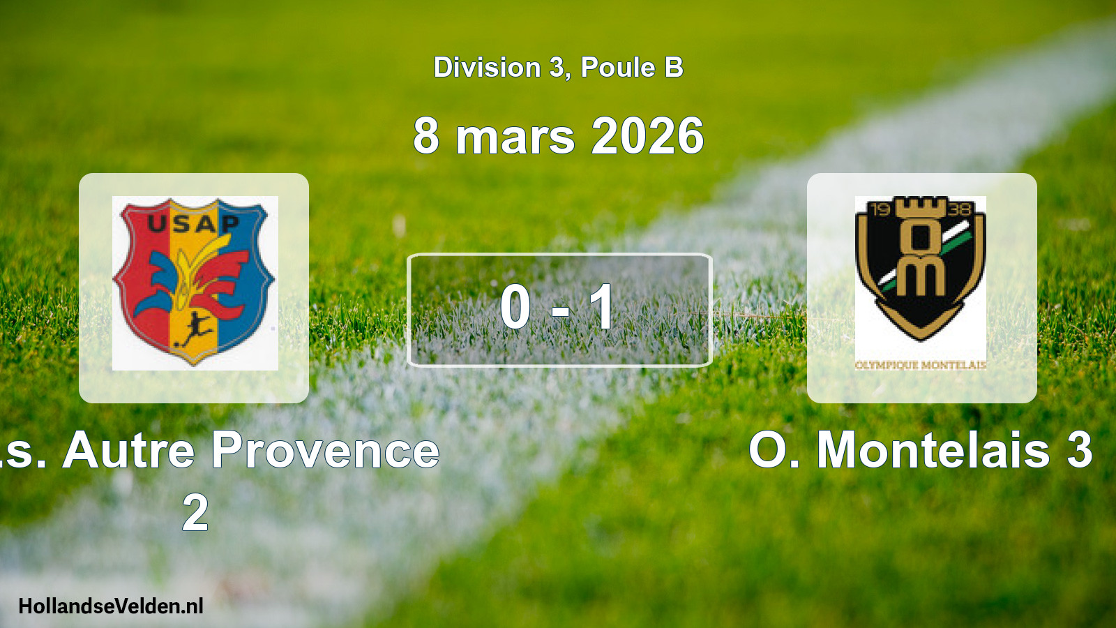 Total number of matches played: U.s. Autre Provence 2 - O. Montelais 3 0 - 1 (8 March 2026)