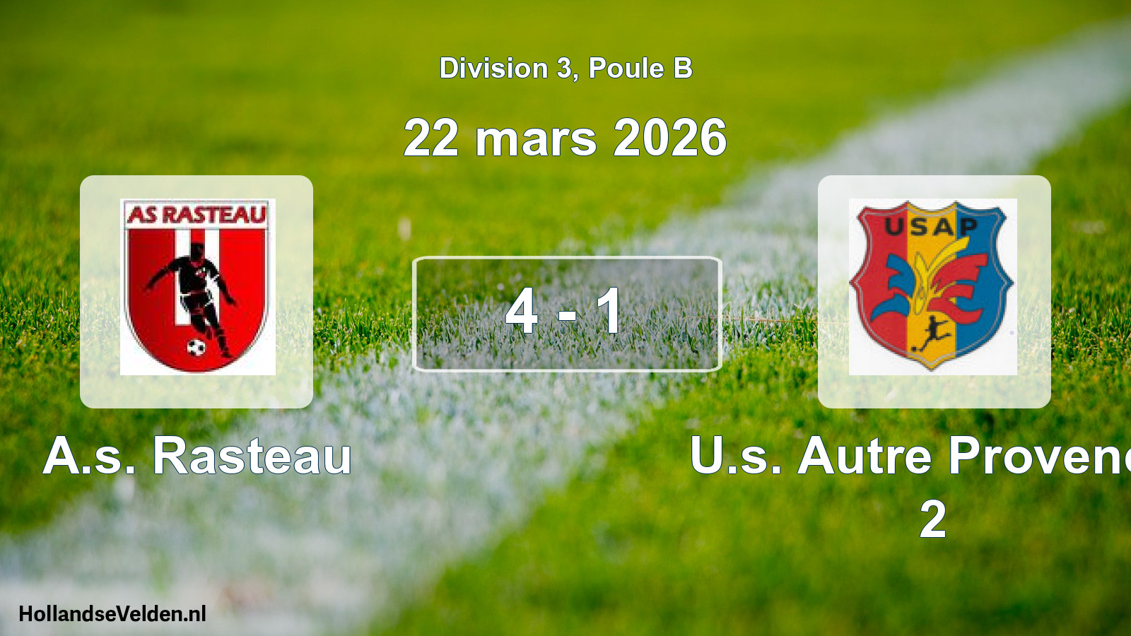 Match joué: A.s. Rasteau - U.s. Autre Provence 2 4 - 1 (22 mars 2026)