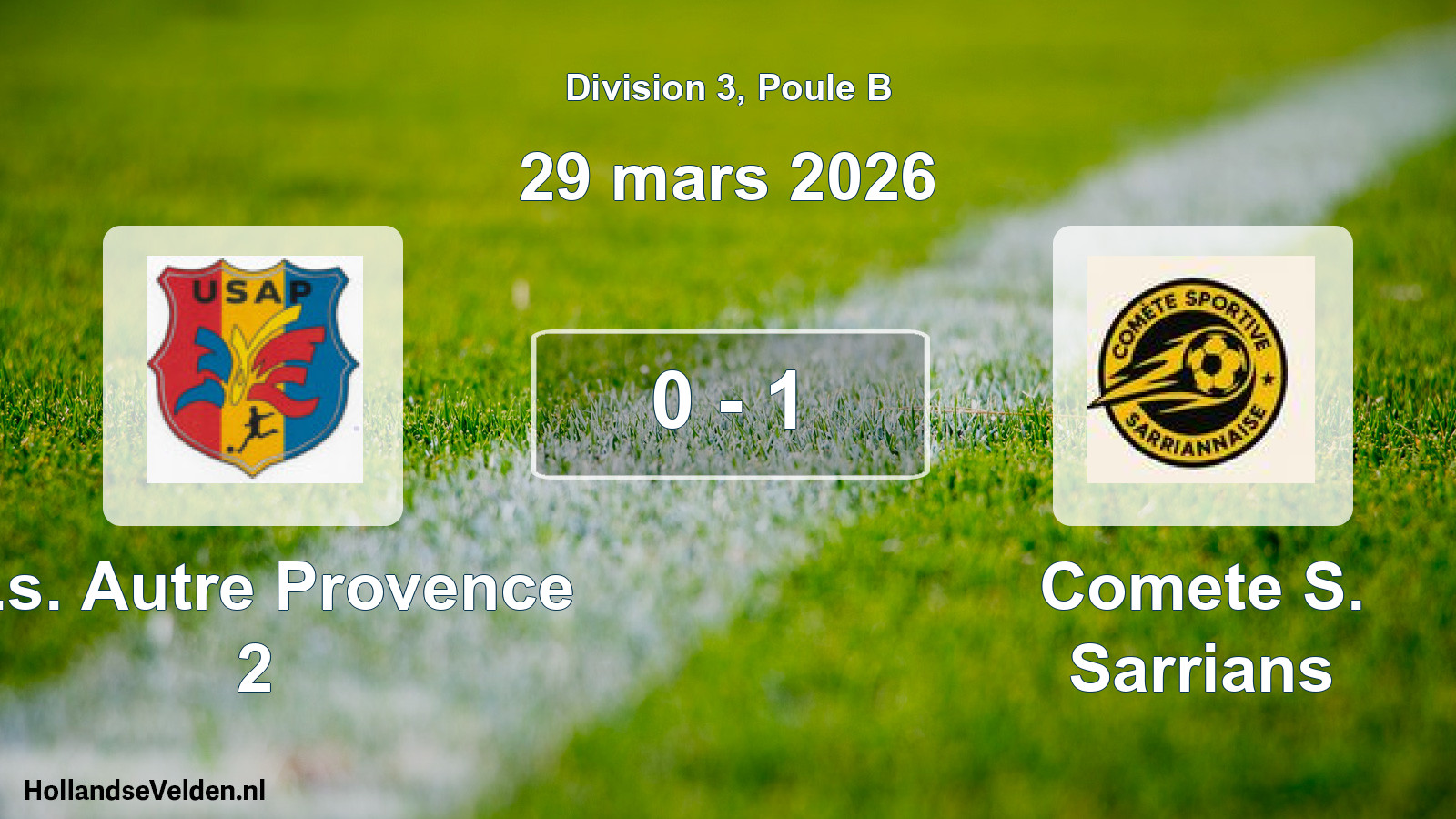 Match joué: U.s. Autre Provence 2 - Comete S. Sarrians 0 - 1 (29 mars 2026)