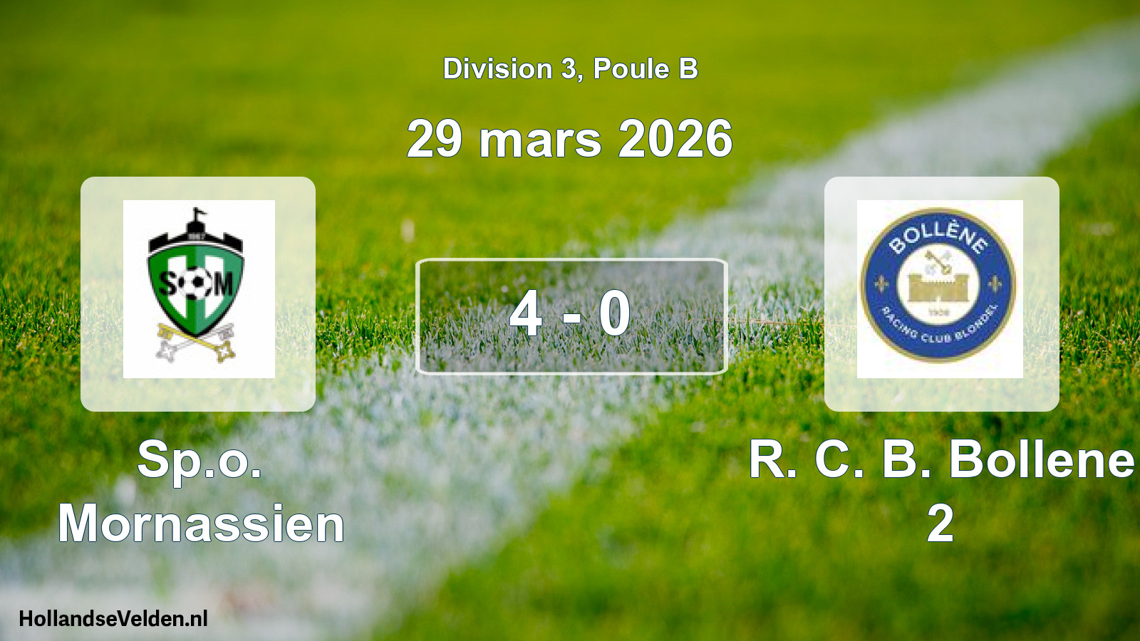 Match joué: Sp.o. Mornassien - R. C. B. Bollene 2 4 - 0 (29 mars 2026)