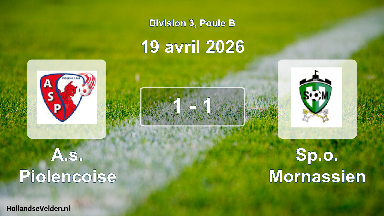 Total number of matches played: A.s. Piolencoise - Sp.o. Mornassien 1 - 1 (19 April 2026)