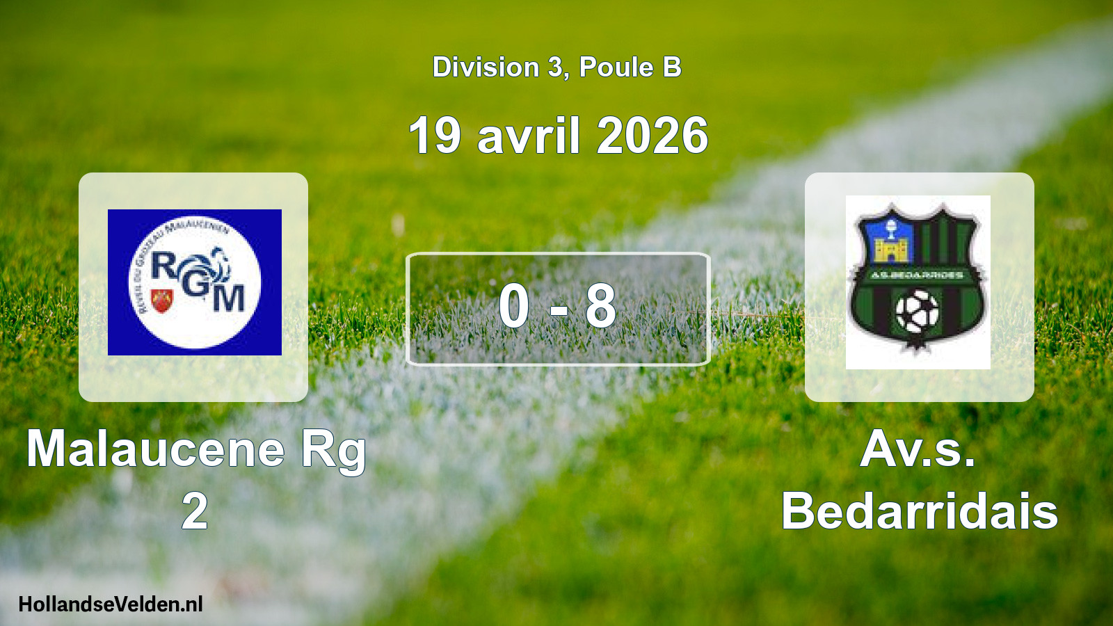 Total number of matches played: Malaucene Rg 2 - Av.s. Bedarridais 0 - 8 (19 April 2026)