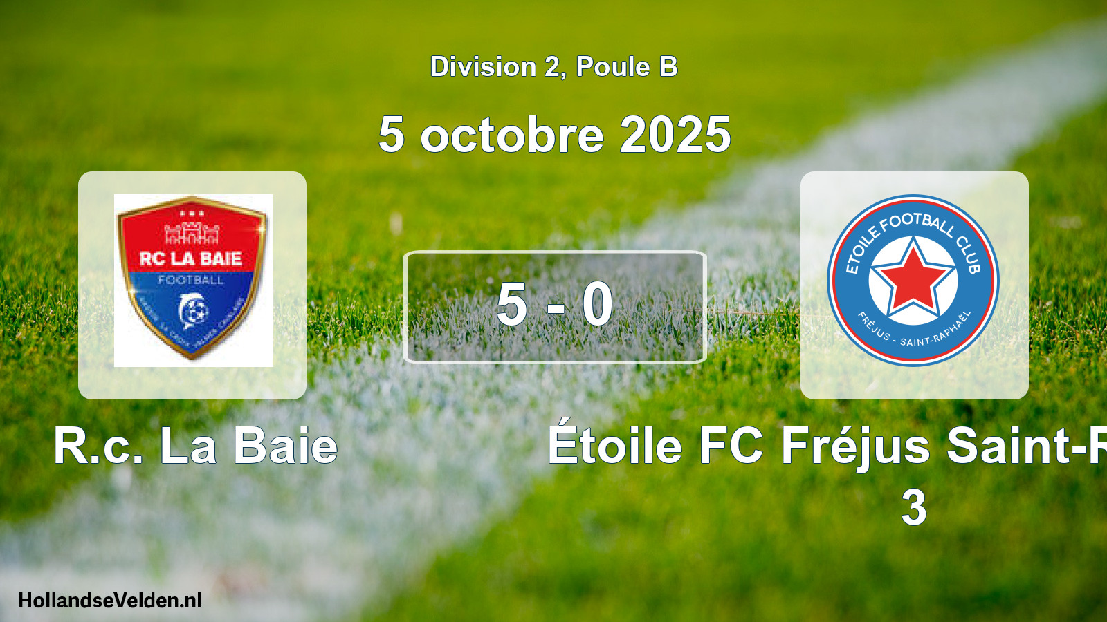 Match joué: R.c. La Baie - Étoile FC Fréjus Saint-Raphaël 3 5 - 0 (5 octobre 2025)