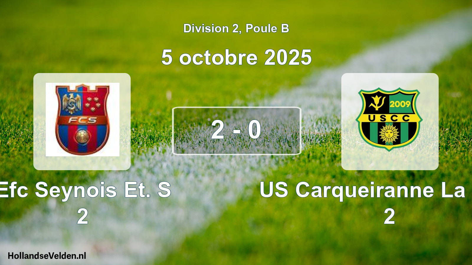 Match joué: Efc Seynois Et. S 2 - US Carqueiranne La Crau 2 2 - 0 (5 octobre 2025)