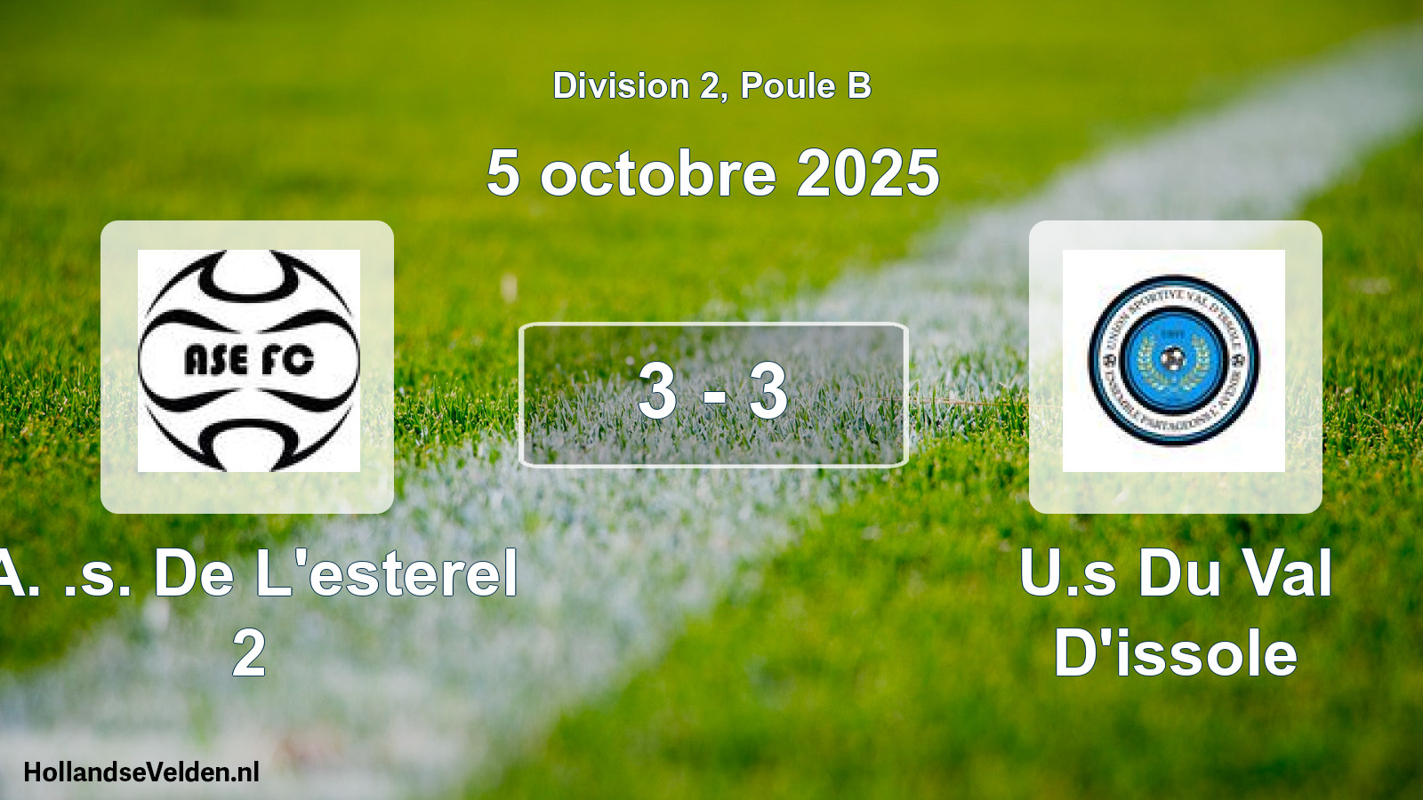 Match joué: A. .s. De L'esterel 2 - U.s Du Val D'issole 3 - 3 (5 octobre 2025)