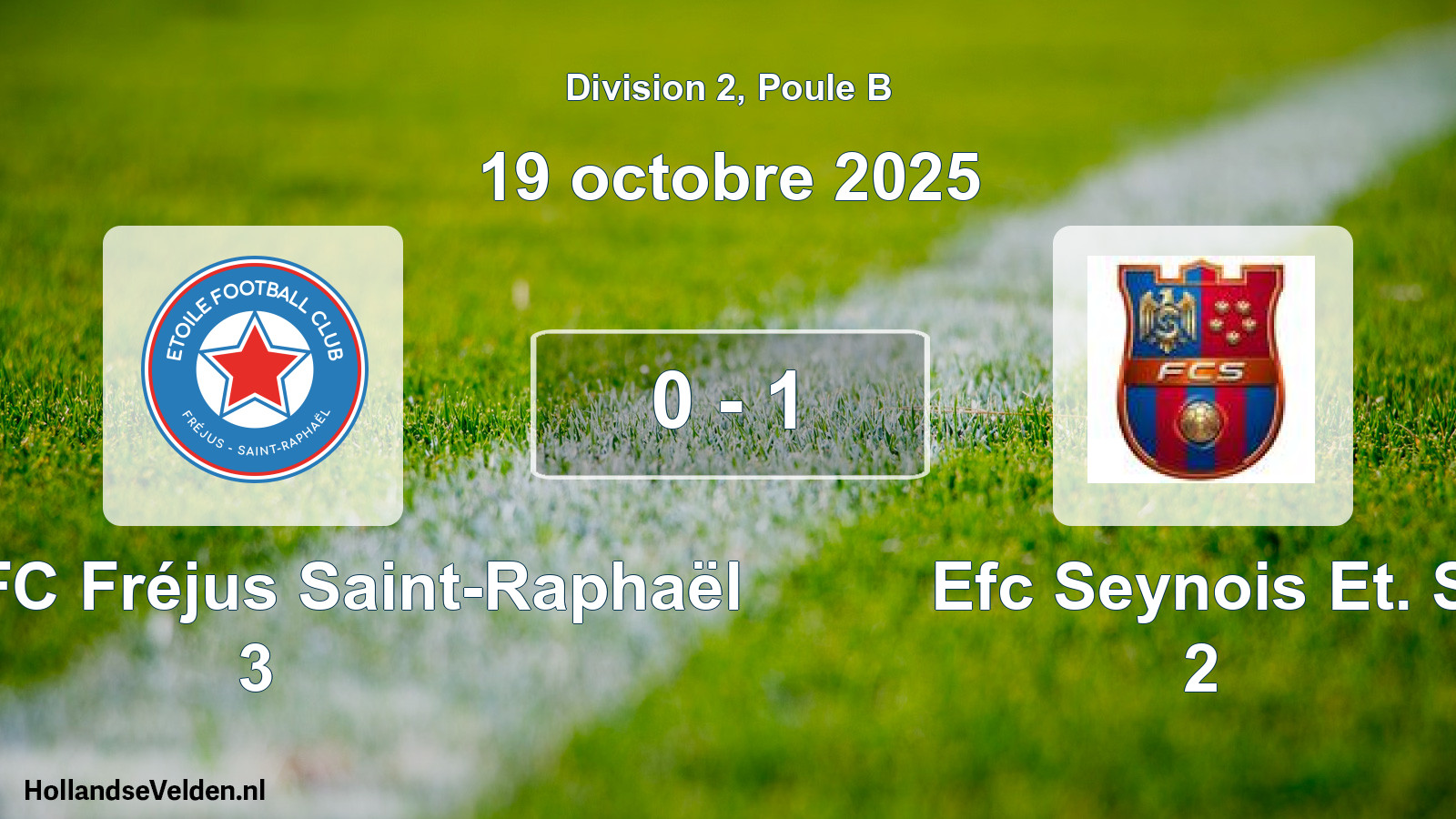 Match joué: Étoile FC Fréjus Saint-Raphaël 3 - Efc Seynois Et. S 2 0 - 1 (19 octobre 2025)