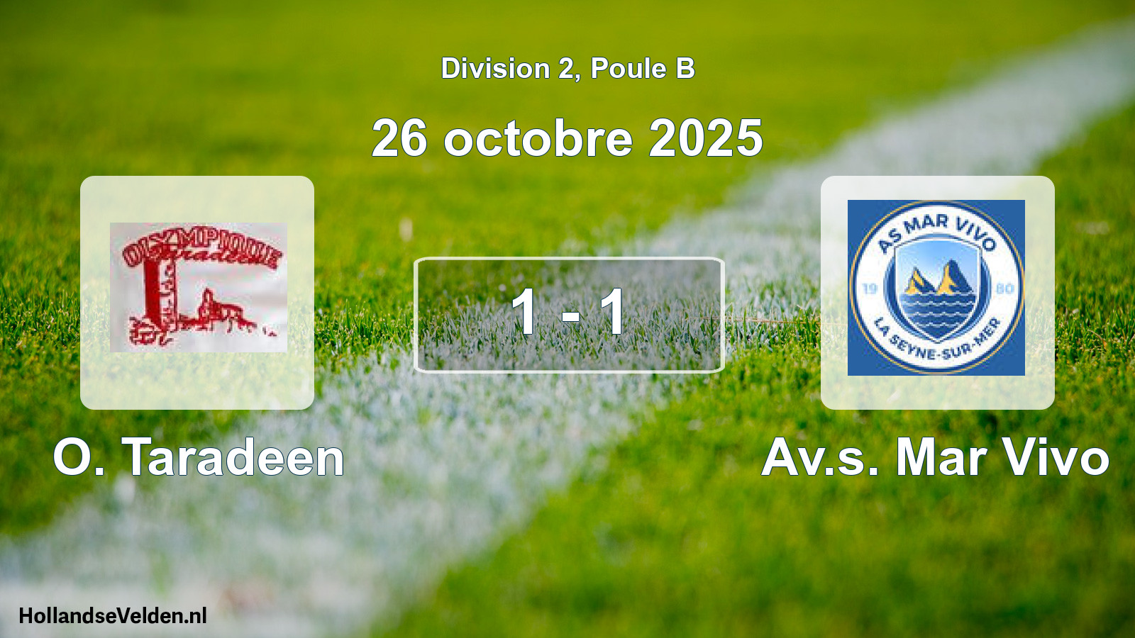 Match joué: O. Taradeen - Av.s. Mar Vivo 1 - 1 (26 octobre 2025)