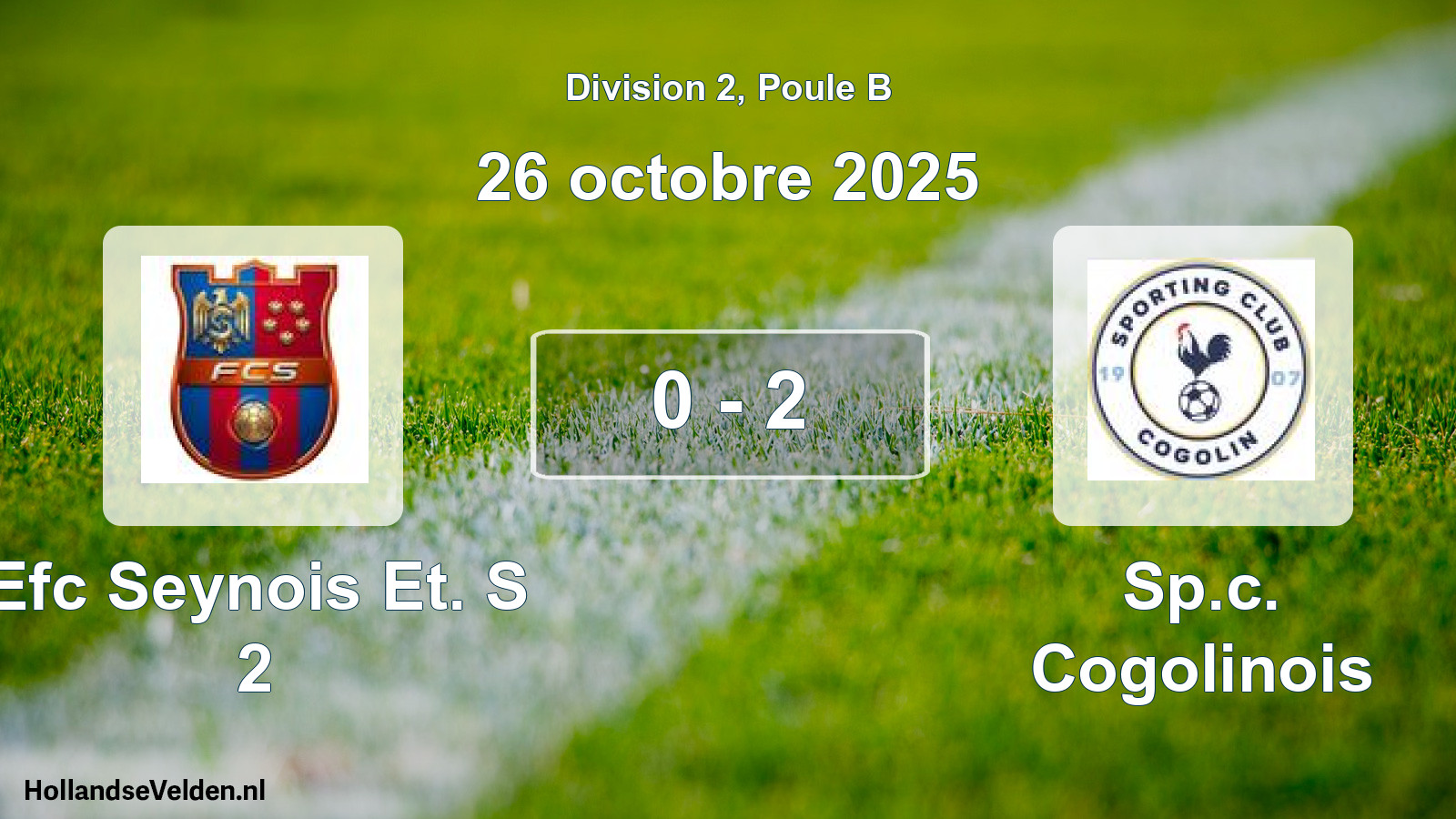 Match joué: Efc Seynois Et. S 2 - Sp.c. Cogolinois 0 - 2 (26 octobre 2025)