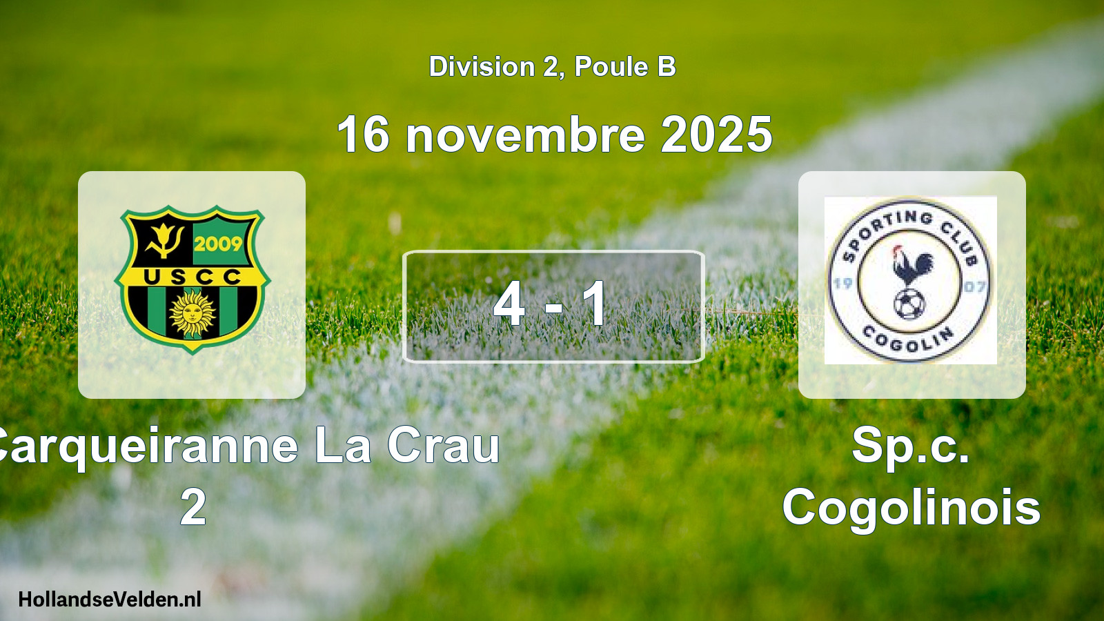 Match joué: US Carqueiranne La Crau 2 - Sp.c. Cogolinois 4 - 1 (16 novembre 2025)