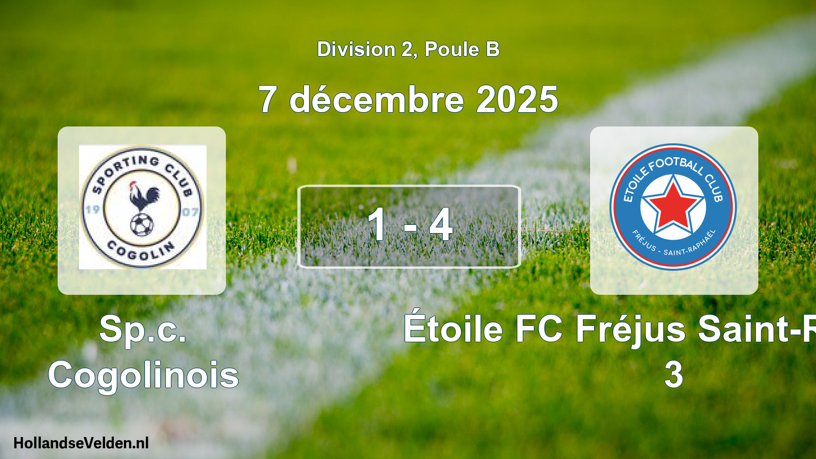 Match joué: Sp.c. Cogolinois - Étoile FC Fréjus Saint-Raphaël 3 1 - 4 (7 décembre 2025)
