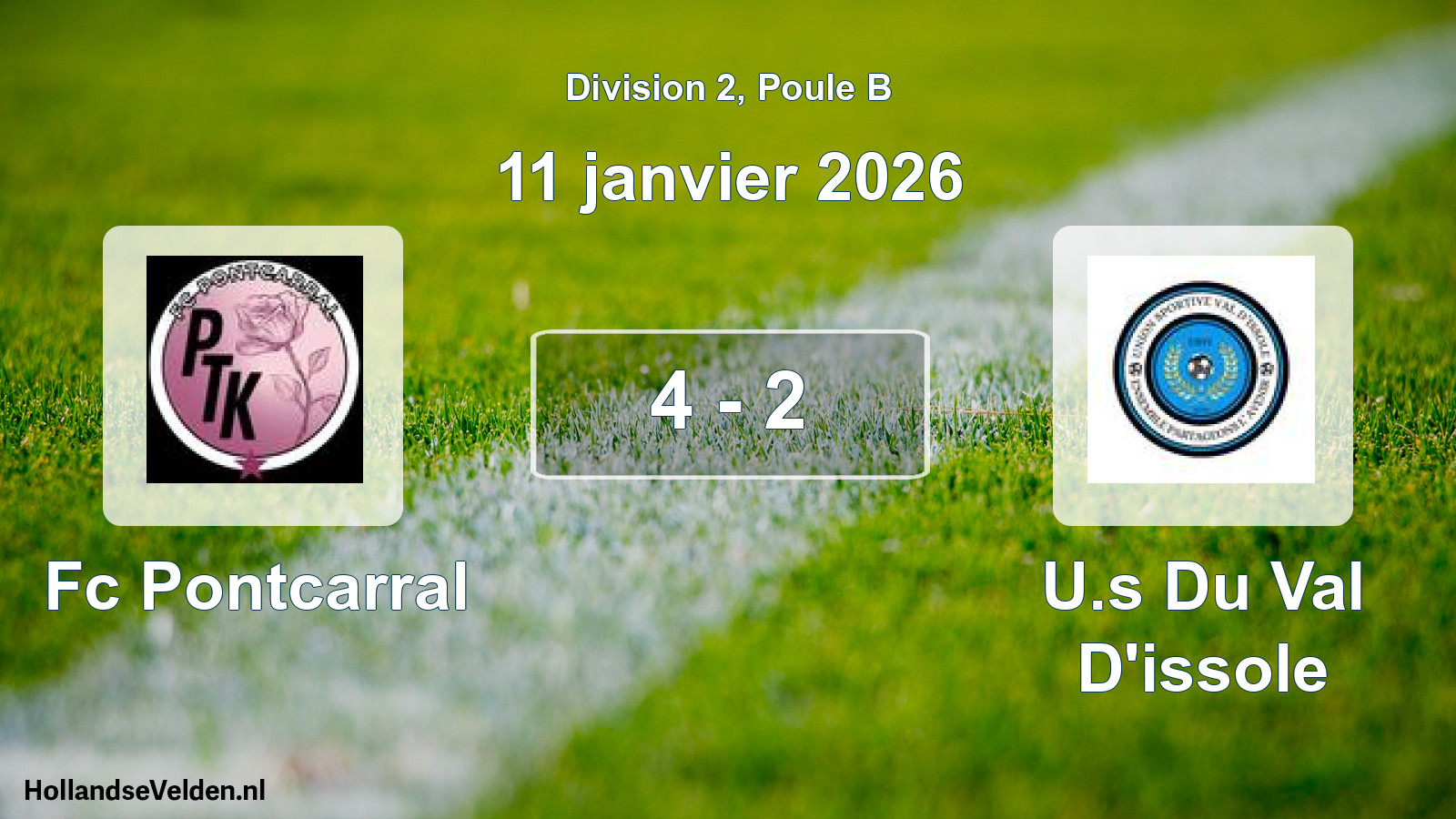 Total number of matches played: Fc Pontcarral - U.s Du Val D'issole 4 - 2 (11 January 2026)