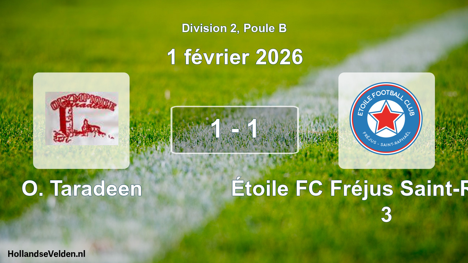 Total number of matches played: O. Taradeen - Étoile FC Fréjus Saint-Raphaël 3 1 - 1 (1 February 2026)