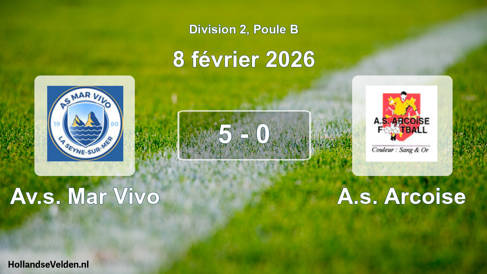 Match joué: Av.s. Mar Vivo - A.s. Arcoise 5 - 0 (8 février 2026)