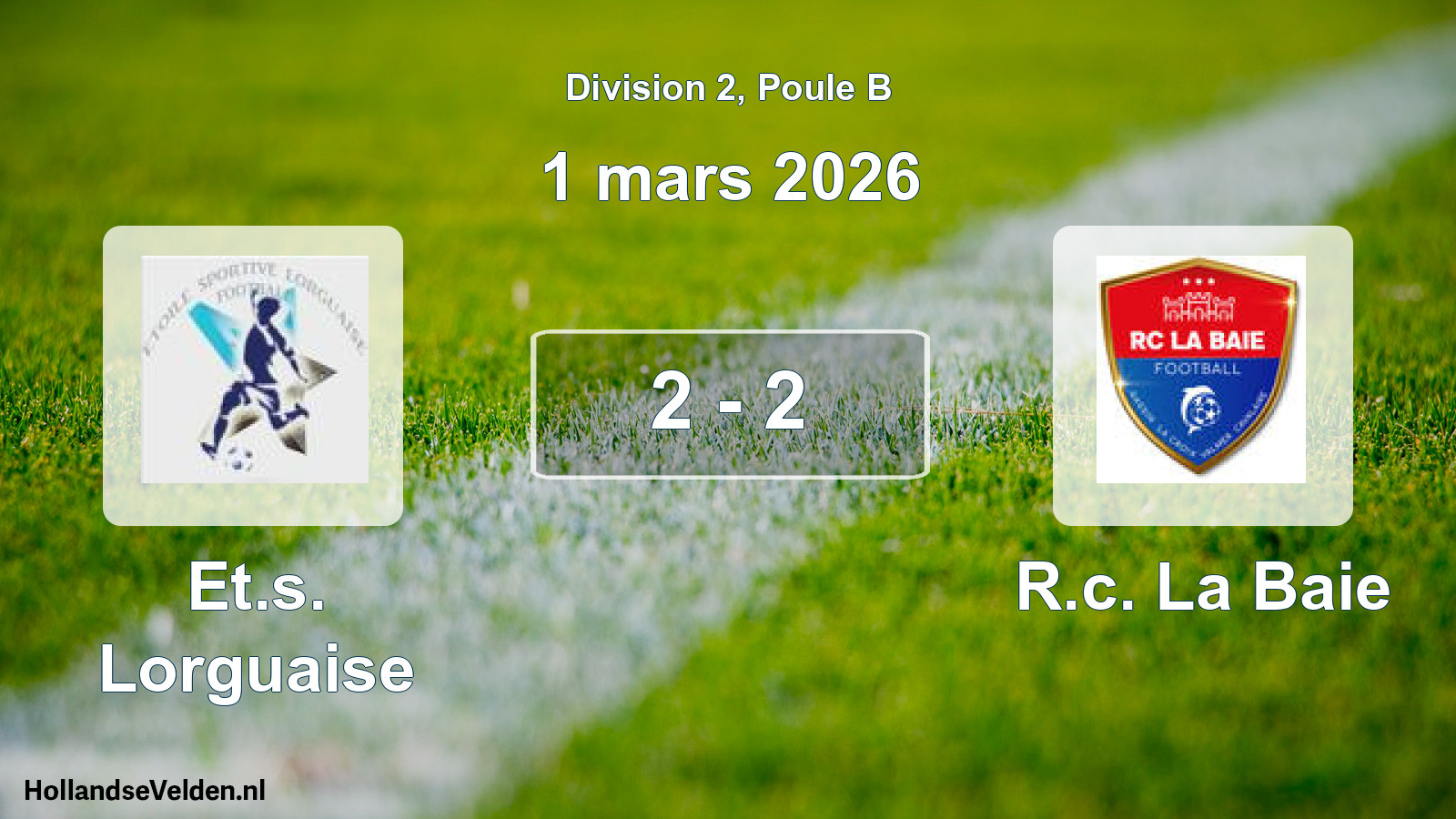 Match joué: Et.s. Lorguaise - R.c. La Baie 2 - 2 (1 mars 2026)