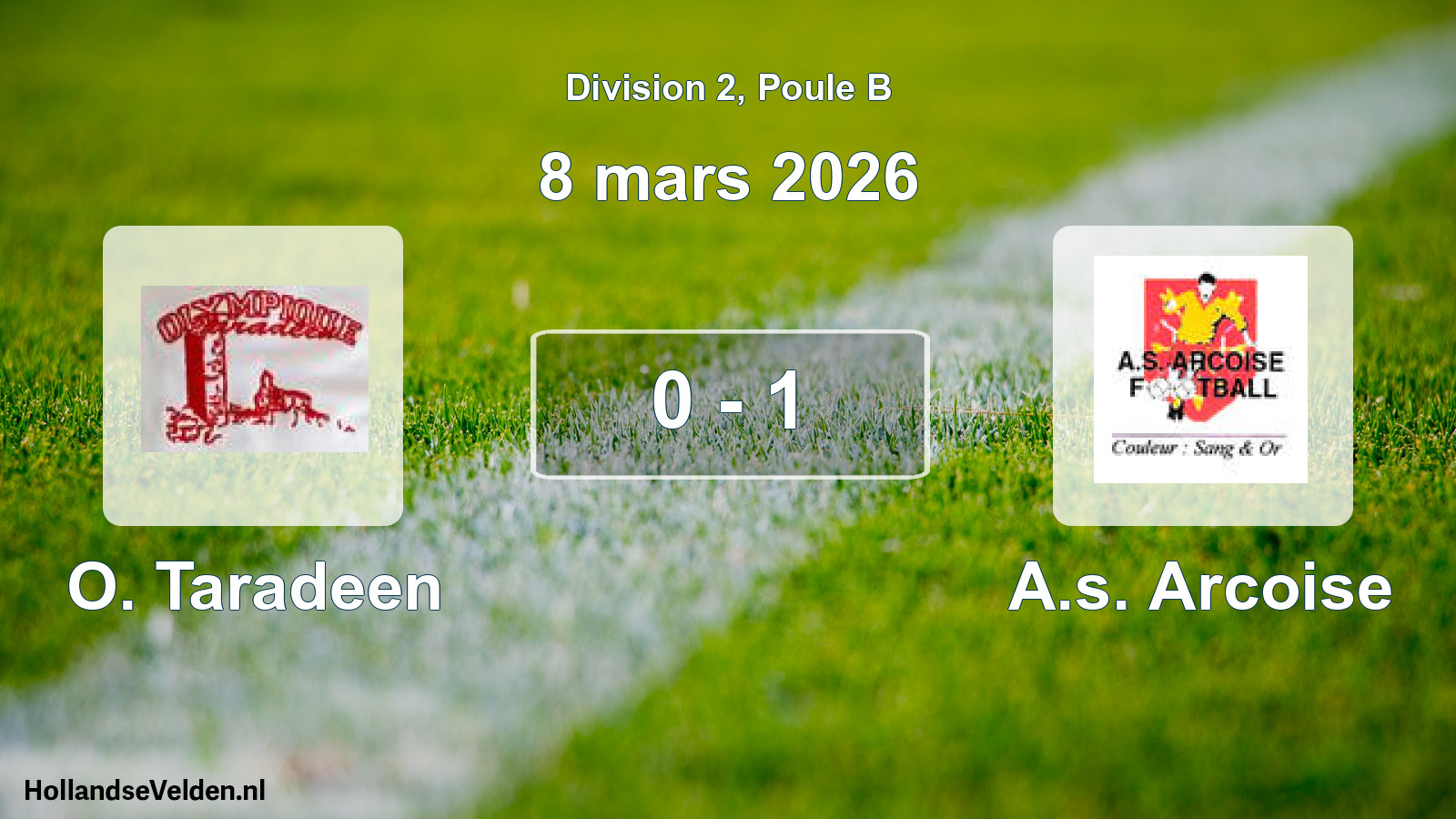 Match joué: O. Taradeen - A.s. Arcoise 0 - 1 (8 mars 2026)