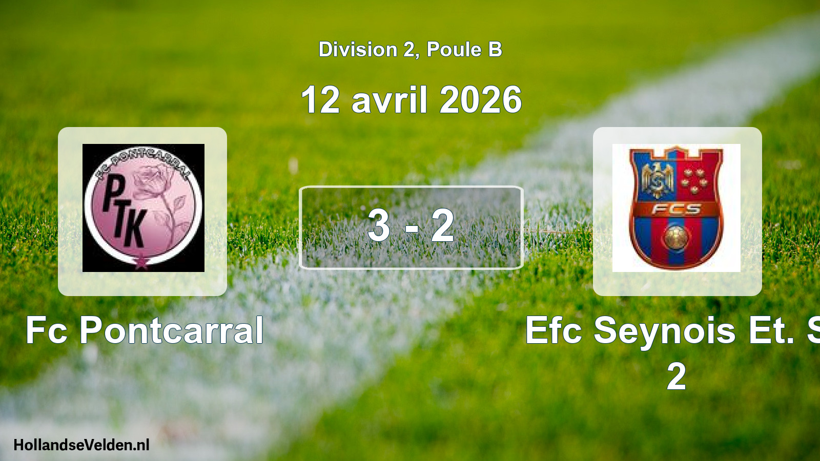 Match joué: Fc Pontcarral - Efc Seynois Et. S 2 3 - 2 (12 avril 2026)