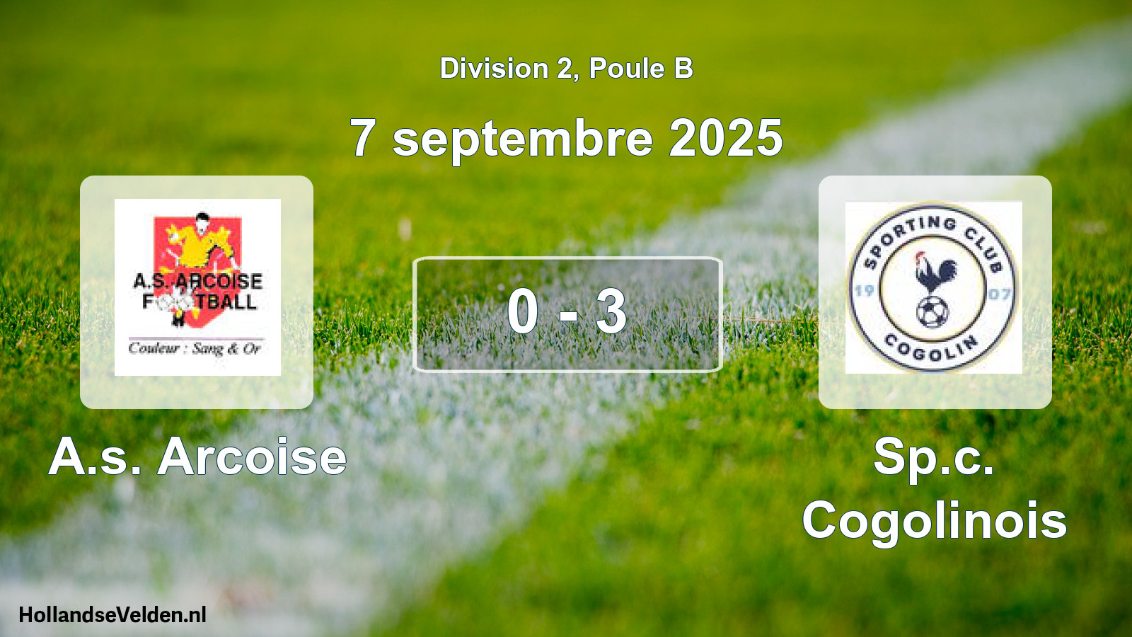 Match joué: A.s. Arcoise - Sp.c. Cogolinois 0 - 3 (7 septembre 2025)