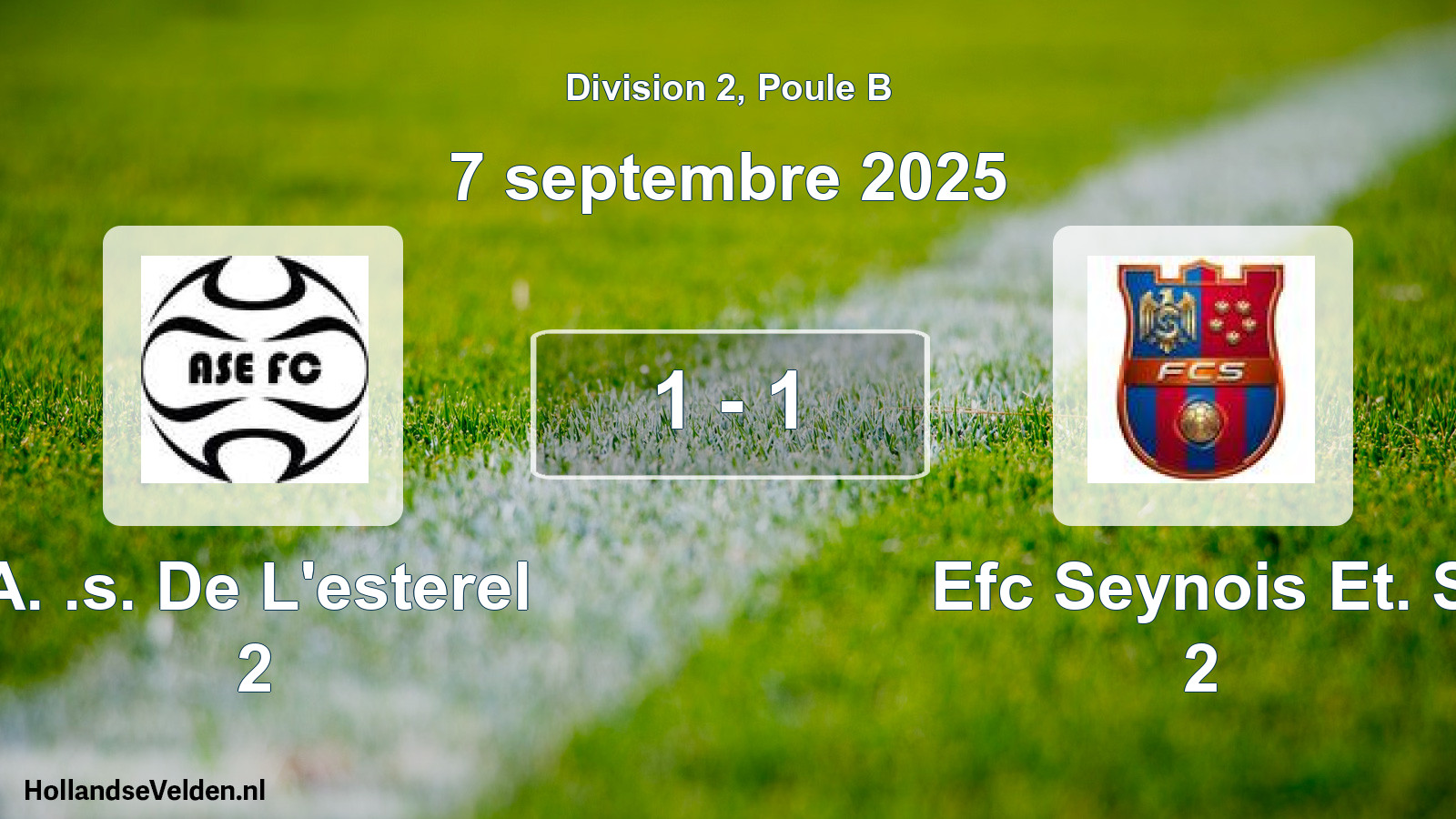 Match joué: A. .s. De L'esterel 2 - Efc Seynois Et. S 2 1 - 1 (7 septembre 2025)