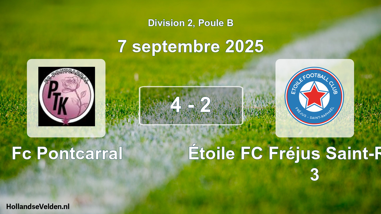 Total number of matches played: Fc Pontcarral - Étoile FC Fréjus Saint-Raphaël 3 4 - 2 (7 September 2025)