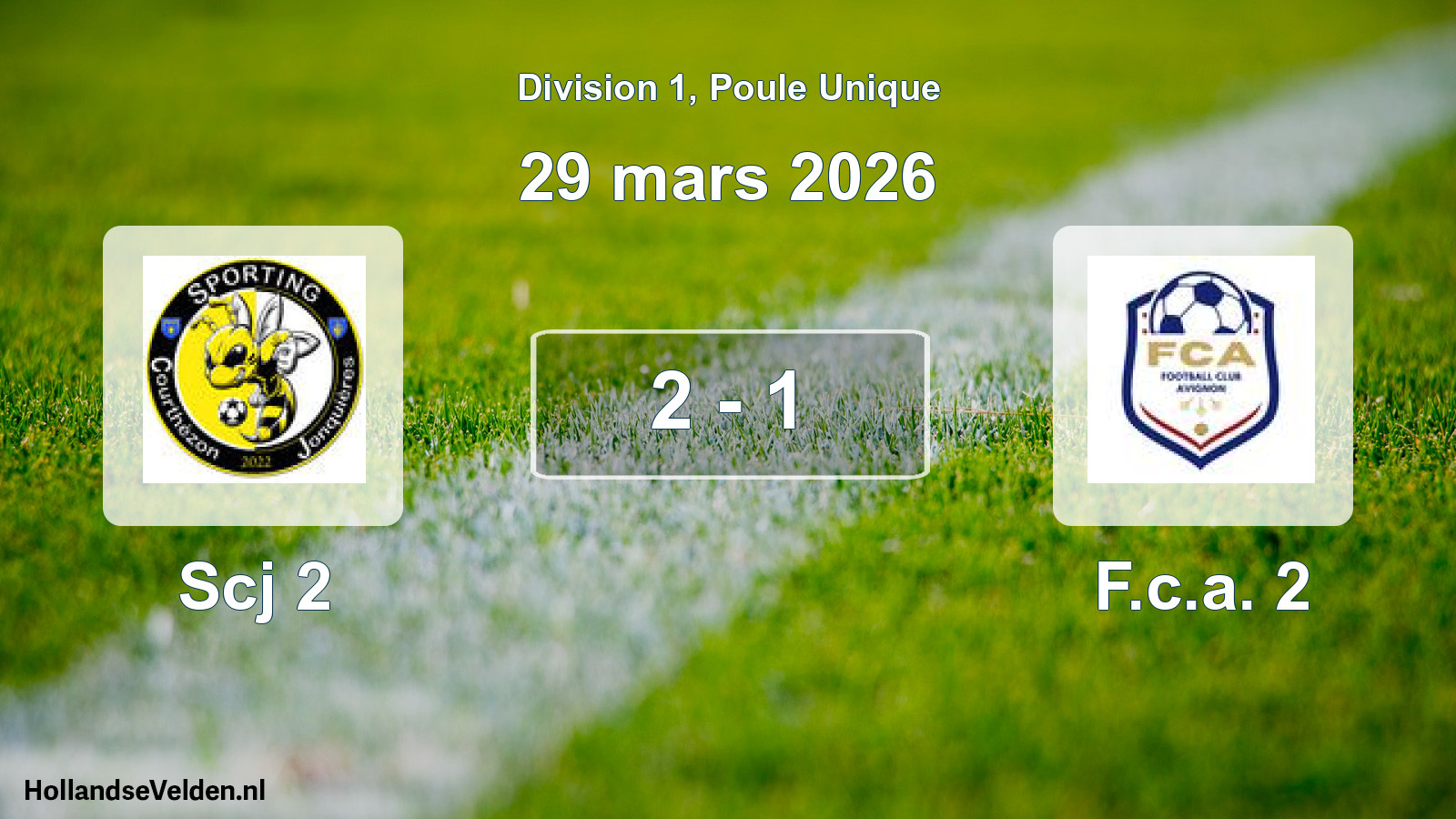 Match joué: Scj 2 - F.c.a. 2 2 - 1 (29 mars 2026)