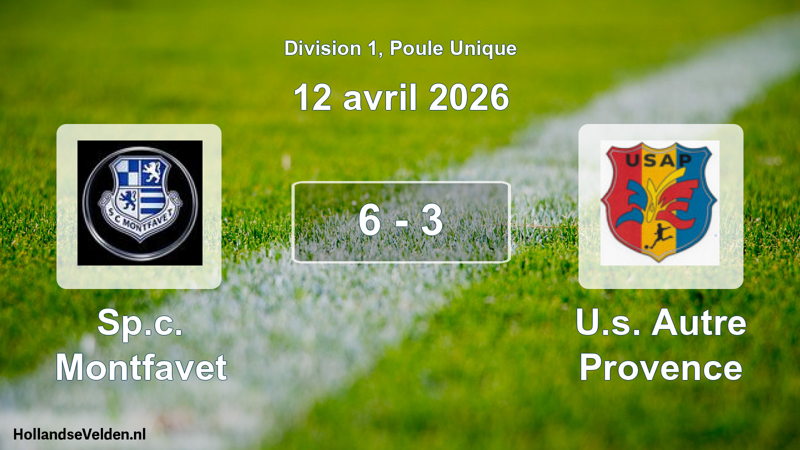 Total number of matches played: Sp.c. Montfavet - U.s. Autre Provence 6 - 3 (12 April 2026)
