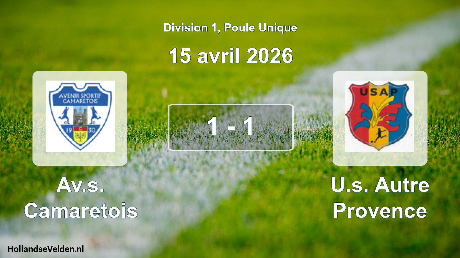 Match joué: Av.s. Camaretois - U.s. Autre Provence 1 - 1 (15 avril 2026)