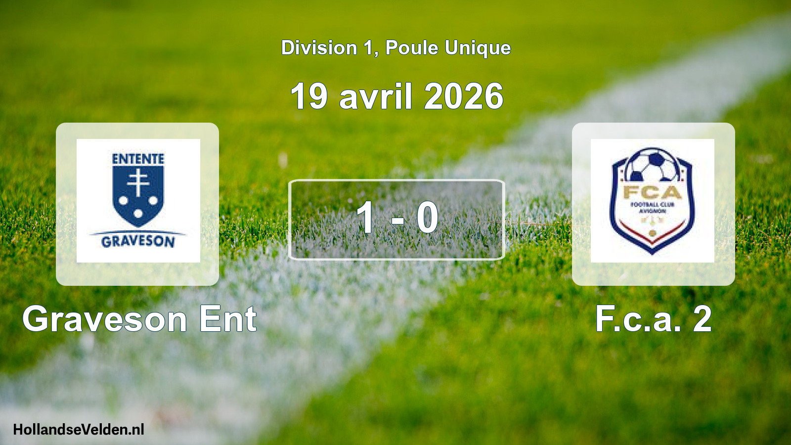 Match joué: Graveson Ent - F.c.a. 2 1 - 0 (19 avril 2026)